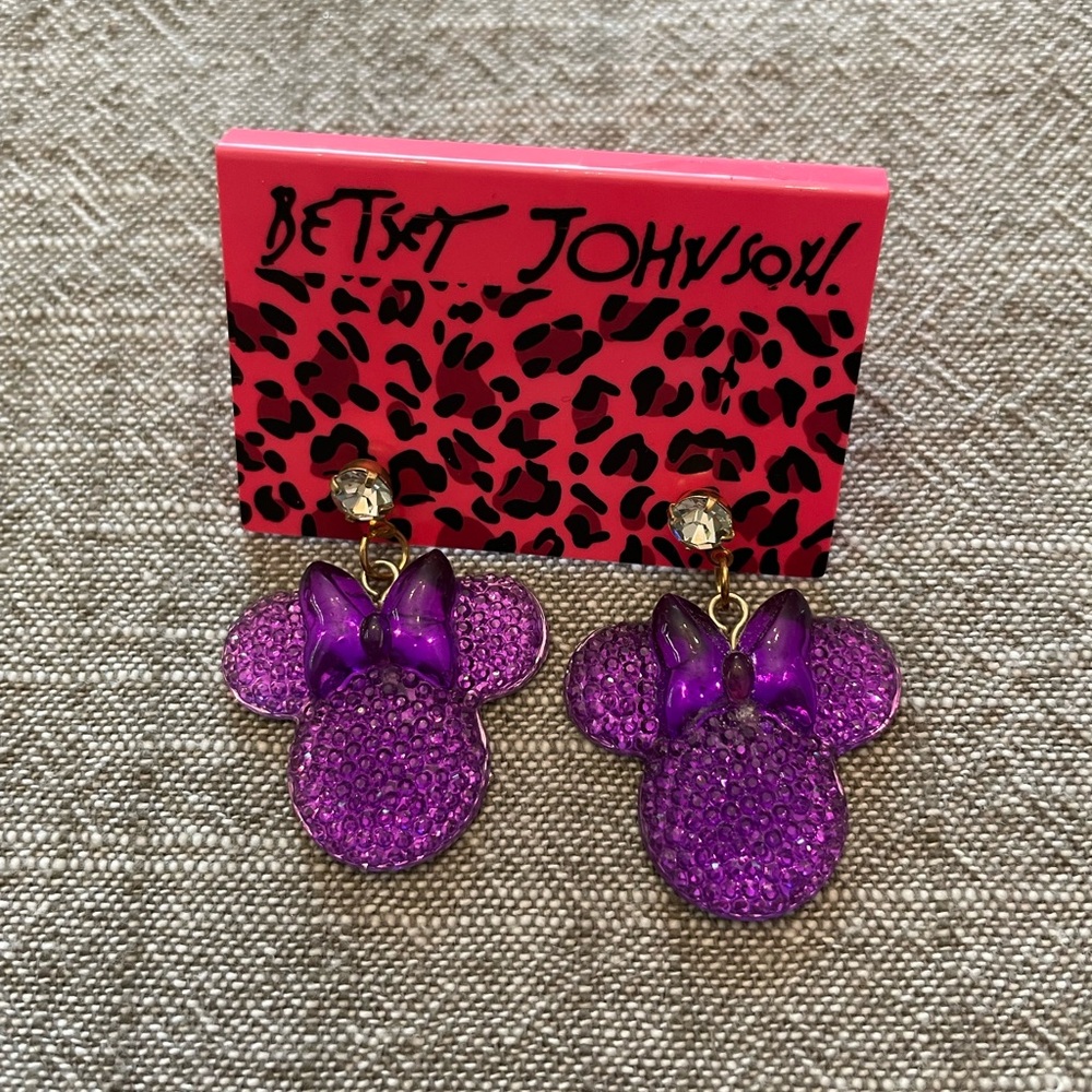 Betsey Johnson Purple Minnie Mouse Earrings - Picture 4 of 9